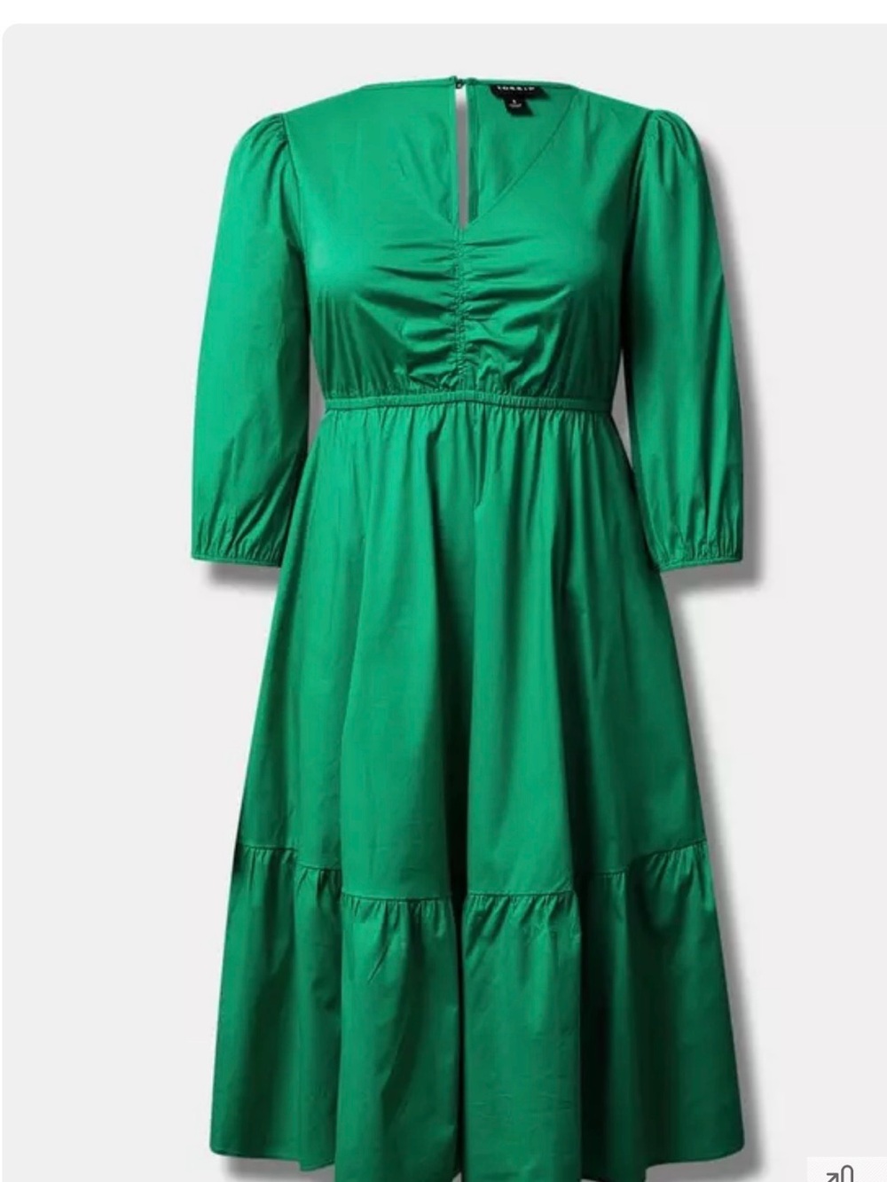 Women’s Torrid Midi Poplin Tiered Dress Size 1 Green